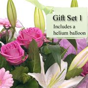 Gift Set 1 Hand Tied Bouquet and Balloon