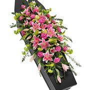 Pink Rose &amp; Lily Casket Spray