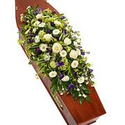 Purple &amp; White Casket Spray