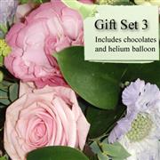 Gift Set 3 Vase of Flowers with Chocs and Balloon